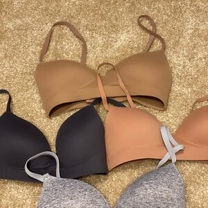 Soma Seamless Bra Trio - Tan, Black, Gray